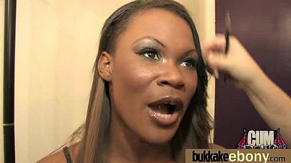 Hot ebony chick in interracial gangbang 13