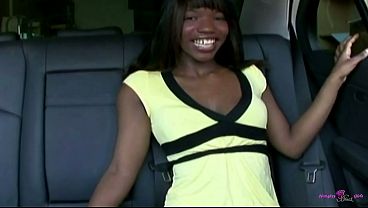 This ebony is banged in the back seat